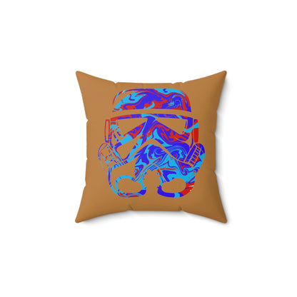 Spun Polyester Square Pillow Case ”Storm Trooper 1 on Light Brown”