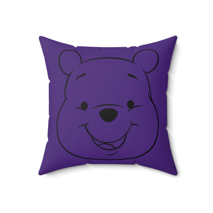 Spun Polyester Square Pillow Case “Pooh Line on Purple”
