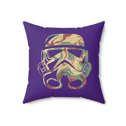 Spun Polyester Square Pillow Case ”Storm Trooper 7 on Purple”