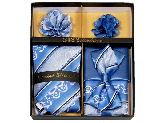 MashasCorner.com  Daniel Ellissa - Blue Silver Bow & Neck Tie 6 Set - DE 102