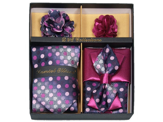 MashasCorner.com  Daniel Ellissa - Purple Silver Bow & Neck Tie 6 Set - DE 110