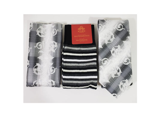 MashasCorner.com  Robert Lewis - Silver Necktie Hanky Socks Box 3 Set - RG005 Silver