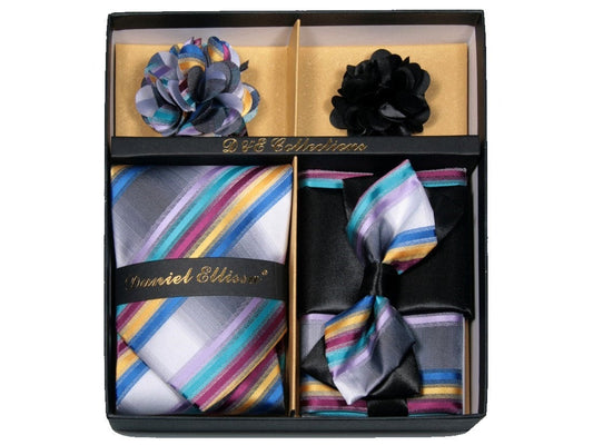 MashasCorner.com  Daniel Ellissa - Red Gold Blue Bow & Neck Tie 6 Set - DE 111