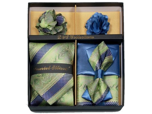 MashasCorner.com  Daniel Ellissa - Green Blue Bow & Neck Tie 6 Set - DE 107