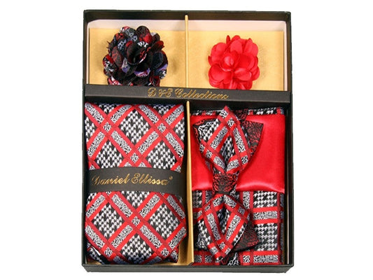MashasCorner.com  Daniel Ellissa - Black Red  Bow & Neck Tie Box 6 Set - DE 123