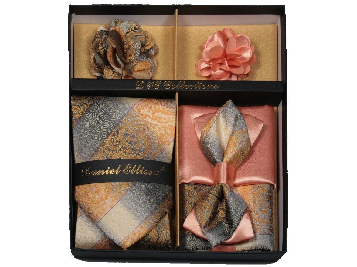 MashasCorner.com  Daniel Ellissa - Maize Peach Bow & Neck Tie 6 Set - DE 103