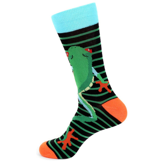 MashasCorner.com   Men's Frog Striped Pattern Novelty Socks - MC-NVS19504-BK