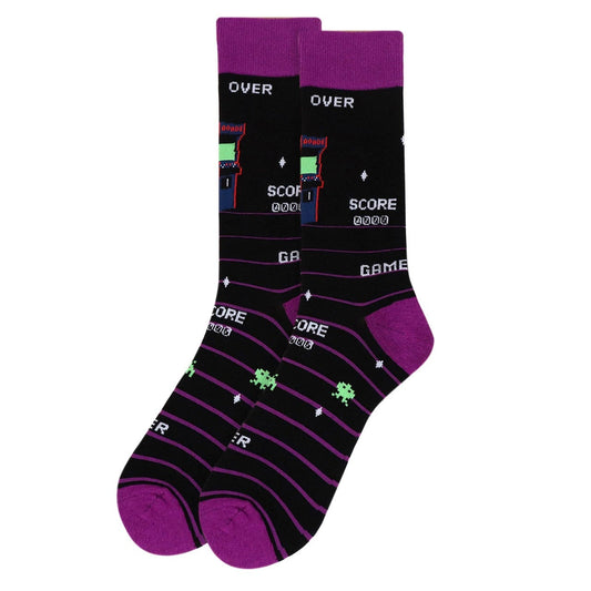 MashasCorner.com   Men's Arcade Novelty Socks - MC-NVS19508-PUR