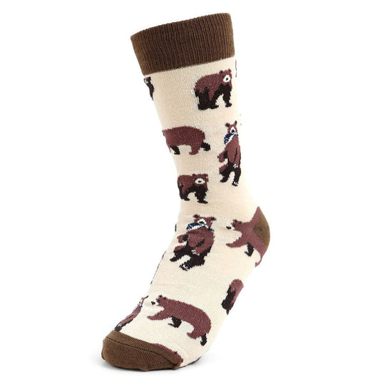MashasCorner.com   Women's Brown Bear Novelty Socks Tan - MCLNVS19377-YW