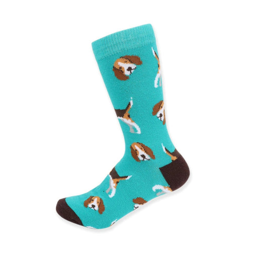MashasCorner.com   Women's Novelty Beagle Dog Socks Turquoise - MCLNVS19426-TQ