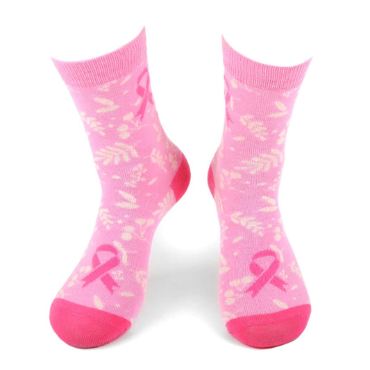 MashasCorner.com  Women's Breast Cancer Awareness Novelty Socks  Add some fun to your outfit with our Novelty Socks. These socks are perfect for when you have to maintain being a professional but still have that burning desire to be fun & silly! These socks are super soft & comfy.  70% Cotton, 25% Polyester, 5% spandex Sock size: 9-11 Shoe size: 4-10 Machine wash, tumble dry low Imported