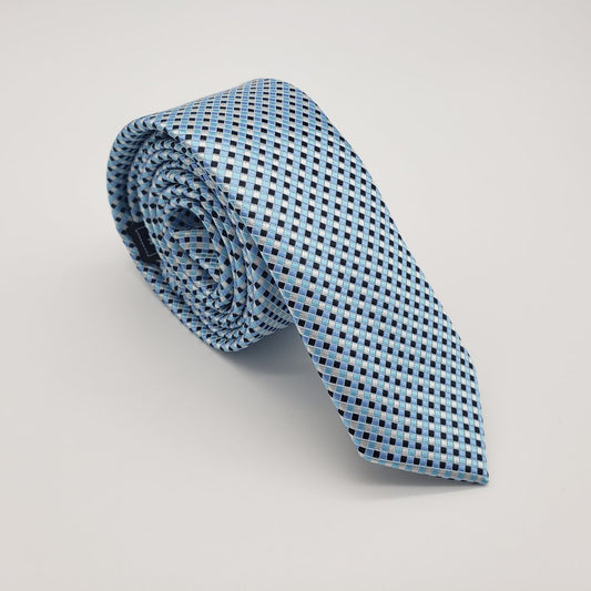MashasCorner.com  Laurant Bennet Milano Men's Dress Suit Skinny Blue Silver Neck Tie 57"L 2 1/8"W