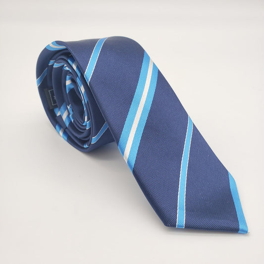 MashasCorner.com  Laurant Bennet Milano Men's Dress Suit Skinny Blue Stripe Neck Tie 57"L 2 1/8"W