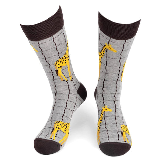 MashasCorner.com   Men's Giraffe Novelty Socks - MCNVS19563-GRY
