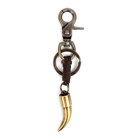 MashasCorner.com  Genuine Leather and Metal Wolf Tooth Fancy Keychain - NVK1002